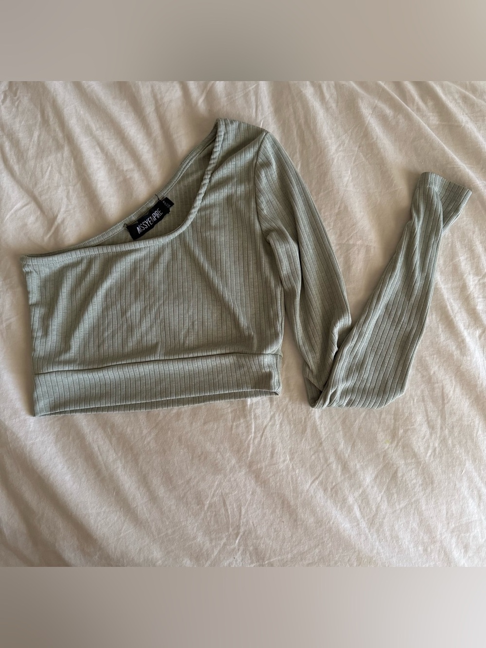 Sage Ribbed Long Sleeve Crop Top missy Empire medium y2k